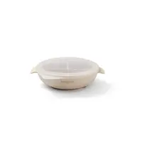 Babyono Silikonový talířek s přísavkou a víčkem  - béžový