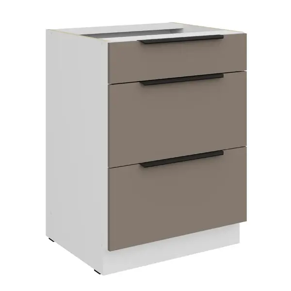 Spodní skříňka Aria 60 D 3S BB - Premium Box Barva korpusu: Bílá, Barva dvířek: TA - Sandgrau AFM