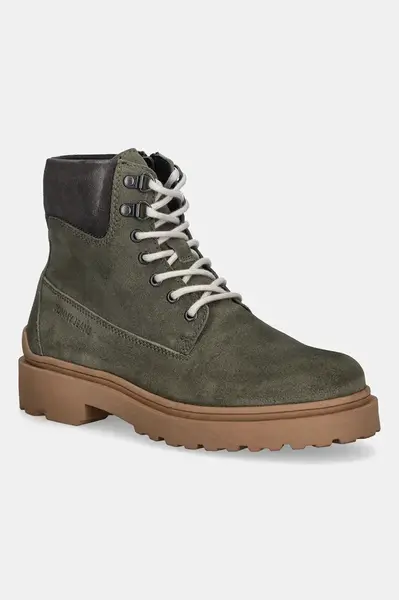 Vysoké kožené boty Tommy Jeans TJM LACE UP BOOT SUEDE