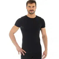 Pánské tričko Brubeck Wool Comfort s krátkým rukávem černá L