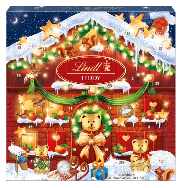 LINDT TEDDY Vánoční Adventní kalendář 124 g