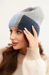 Kesi Dámska čiapka farebná z viskózy s ozdobným gombíkom šedý + modrý