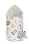 SENSILLO Zavinovačka pro miminko, mušelín, bavlna - Hvězdná zvířátka - šedá, bílá