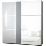 Šatní skříň Tunis 200cm Grafitová/Bílá Lesk/Zrcadlo
