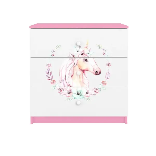 Dětská komoda Babydreams růžová - Kůň
