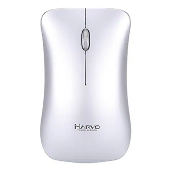 Marvo Myš DWM102SL, 1600DPI, 2.4 [GHz], optika, 3tl., bezdrátová, stříbrná, vestavěná baterie, kancelářská, tichá