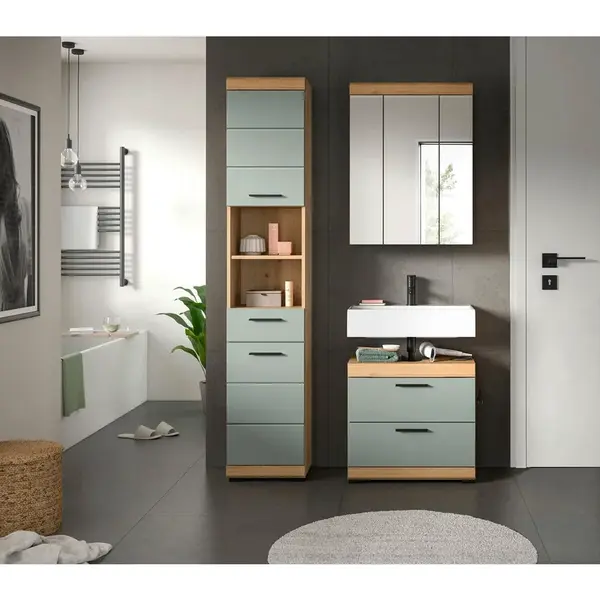 MID.YOU KOUPELNA šalvějově zelená, dub artisan