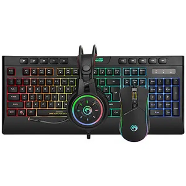 Marvo CM305, RGB sada klávesnice s herní myší a sluchátky, CZ/SK, herní, membránová typ drátová (USB), černá, RGB podsvícená