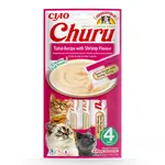 Inaba Cat Ciao Churu krémové krmivo pro kočky - tuňák, krevety 3 x (4 x 14 g)