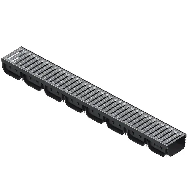 Odvodňovací žlab plastový Easy2, pozinkovaná mříž 7x12,5x100 cm