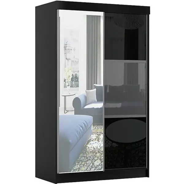 Šatní skříň se zrcadlem Rumba 120 Černá Lesk