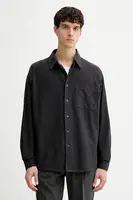 Bavlněná košile American Vintage pánská, šedá barva, relaxed, s klasickým límcem, MENY06A