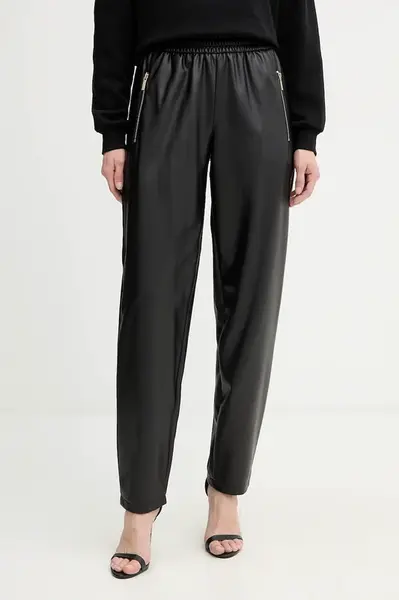 Kalhoty Armani Exchange dámské, černá barva, high waist, XW000681 AF16106