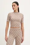 Tričko Guess RHOMBUS dámské, béžová barva, V5BP07 K2000