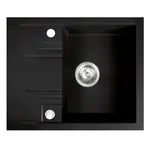 Dřez granitový s odkapem 1k 48/58. černá  DRGM48/58BA