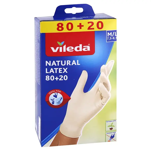 Vileda latexové rukavice Multi M/L 100 ks