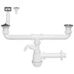 Drezový sifón Ø 50 mm fľaškový 2-komorový vývod pre pračku/umývačku riadu 1234