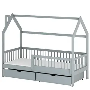 Posteľ Domček Oskar 80x160 sivá