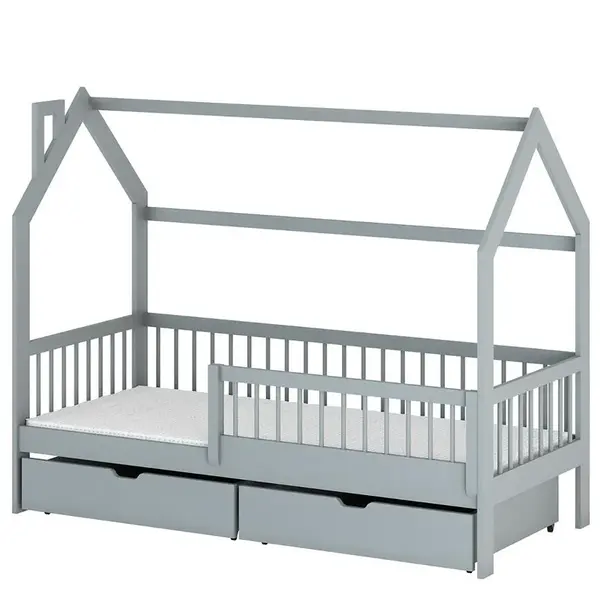Posteľ Domček Oskar 80x160 sivá