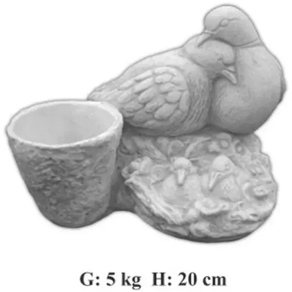 Záhradná figúrka holuby s kvetináčom H:20 cm 5 kg ART-919