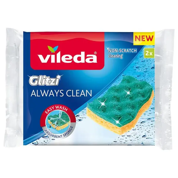 VILEDA Viskózna hubka Glitzi Always Clean  2 ks