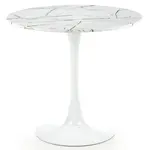 Stôl Denver 80 Mdf/Oceľ – Biely Marmur/Biely