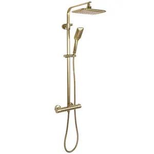 Sprchový set s termostatem Rea Tom kartáčované zlato 74 - 112 cm