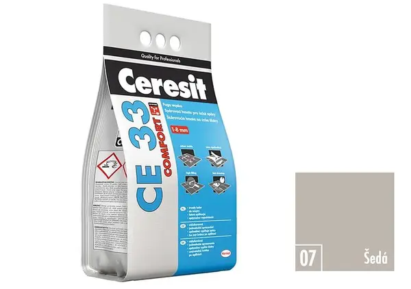 CEMENTOVÁ SPÁROVACÍ HMOTA CERESIT CE33 ŠEDÁ 5KG