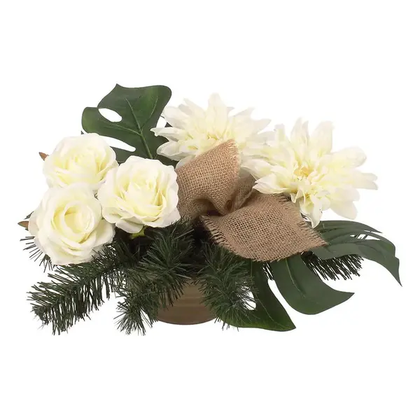 Květinové aranžmá v míse s 5 květy 22x36cm 443803