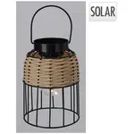 Solárny lampáš čierny 14,5 × 20 cm ratan