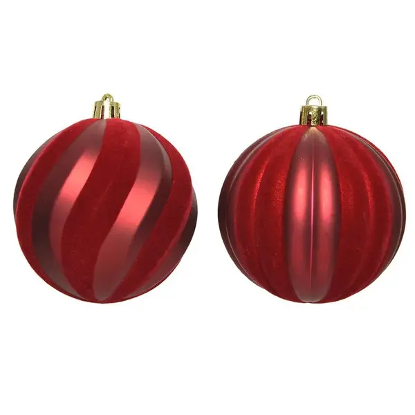Guľa plastová dekorovaná 8 cm červená 021291