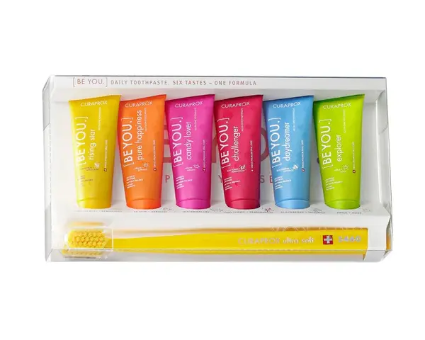 Curaprox bieliaca zubná pasta BE YOU MIX 6x10ml + zubná kefka 5460