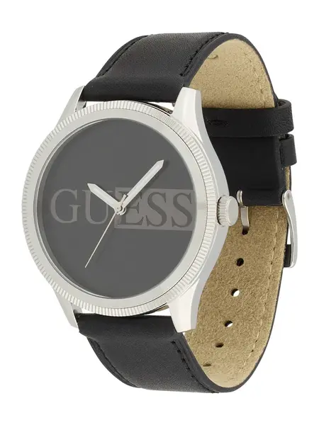 GUESS Analógové hodinky 'REPUTATION'  čierna / strieborná