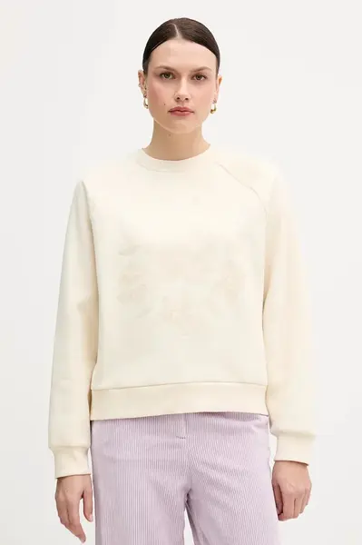 Mikina United Colors of Benetton dámská, béžová barva, s aplikací, 3MTZD10B6