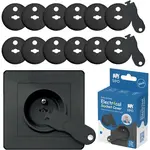 Sipo 12 + 2 Ochranné kryty na elektrické zásuvky, čierna, veľkosť