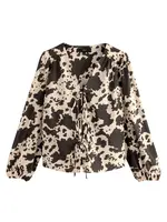 Next Blúzka  krémová / tmavohnedá