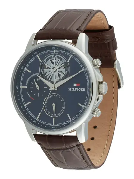 TOMMY HILFIGER Analógové hodinky 'STEWART'  tmavomodrá / strieborná