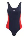 FILA Športové jednodielne plavky 'Saturnia'  tmavomodrá / ohnivo červená / biela