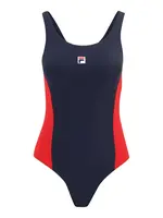 FILA Športové jednodielne plavky 'Saturnia'  tmavomodrá / ohnivo červená / biela