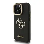 Zadní kryt Guess PU Grained 4G Logo Stand Camera Frame pro Apple iPhone 16 Pro Max, černá