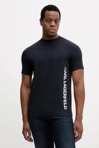 Tričko Karl Lagerfeld pánské, tmavomodrá barva, s potiskem, 554235.755401