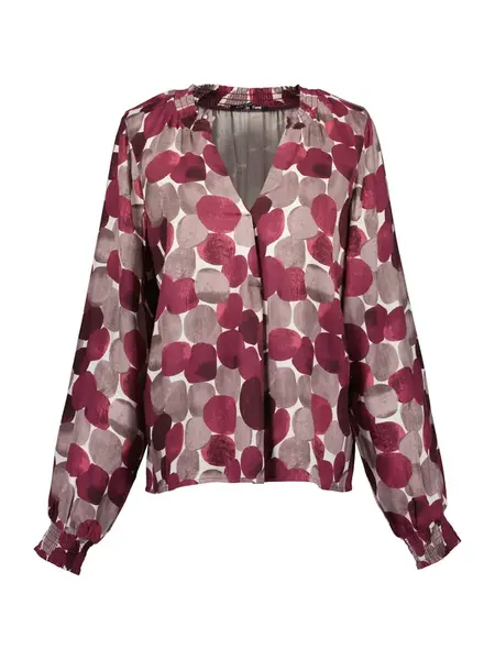 BLUE SEVEN Blúzka  čokoládová / vínovo červená / biela