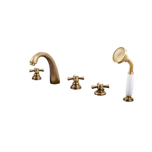 Vaňová batéria RAV Slezák MORAVA so sprchovacím setom stará mosadz MK376.0PSM