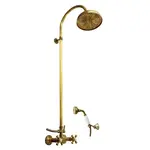 RAV SLEZÁK Morava Retro sprchový systém na stenu s kohútikovou batériou stará mosadz MK381.53SM