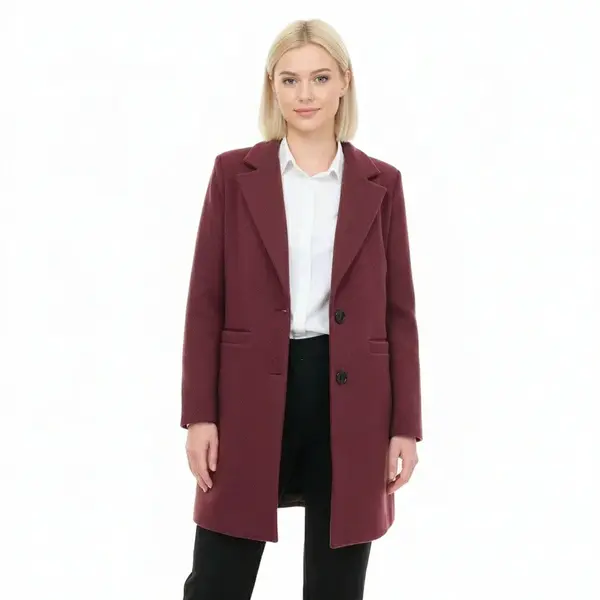 Burgundy Classic Striped Yups Coat