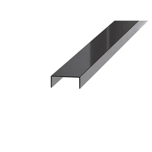 Lišta dekoračná "U" Eviso black lesk, nerez PVD, dĺžka 270 cm, šírka 20 mm, PRBL0002