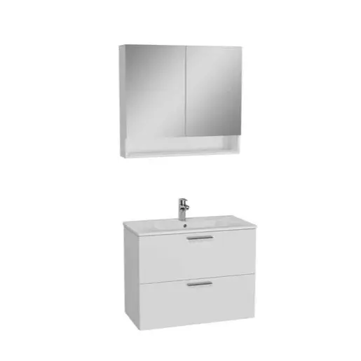 VitrA Mia kúpeľňová zostava s umývadlom a zrkadlovou galerkou 79,5x61x39,5 cm biela lesk MIASET80BG