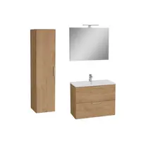 Vitra Mia kúpeľňová zostava s umývadlom 80 cm vrátane umývadlovej batérie, vtoku a sifónu golden oak KSETMIA80D