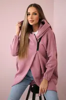 Sweatshirt with short zip dark pink