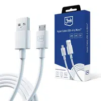 3mk Hyper Cable USB-A / MicroUSB 1.2m 5V 2,4A, bílá
